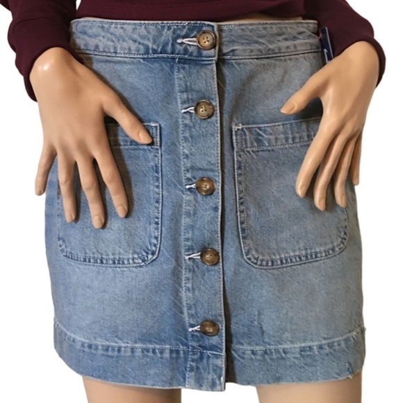 WE the Free | Free People Denim Skirt Button Front High Rise Don't get me wrong - Picture 2 of 15